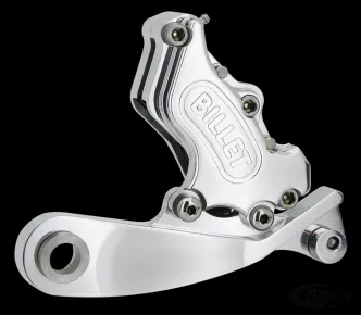 Harrison Billet 4 Piston Rear Brake Caliper With Bracket In Polished Or Black Finish For Harley Davidson 2000-2007 Softail Models
