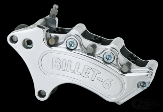 Harrison Billet Front Mini 6 Piston Caliper In Polished Or Black Finish For Harley Davidson 2000-2013 Sportster, 2000-2014 Softail, 2000-2017 Dyna, 2000-2007 Touring & 2002-2006 V-Rod Models With 11.5 Inch Disc