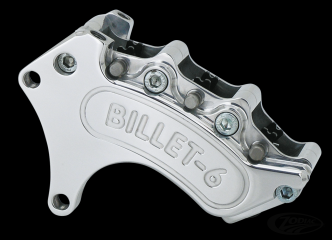 Harrison Billet Front Mini 6 Piston Caliper In Polished Or Black Finish For Harley Davidson 2000-2013 Sportster, 2000-2014 Softail, 2000-2005 Dyna, 2000-2007 Touring & 2002-2006 V-Rod Models With 13 Inch Disc