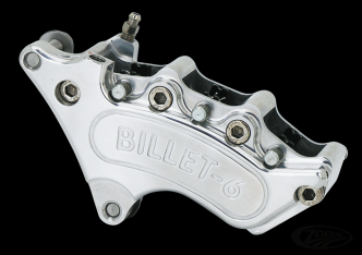 Harrison Billet Front Mini 6 Piston Caliper In Polished Or Black Finish For Harley Davidson 1976-1983 Sportster, FX & FXWG With Showa Forks And Stock Size 10 Inch Dual Discs (Except Narrow Glide Forks In Combination With Wire Wheels)
