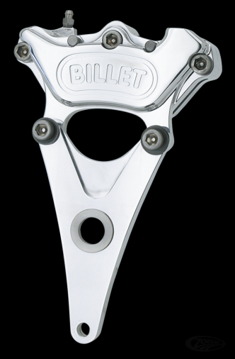 Harrison Billet 4 Piston Rear Brake Caliper With Bracket In Polished Or Black Finish For Harley Davidson 1976-1984 4 Speed Big Twin Models With 10 Inch Disc