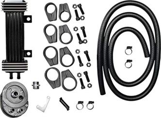 Jagg 6-Row Vertical De Luxe Oil Cooler in Black Finish For 1955-1983 Big Twin, 1982-1994 FXR, 1984-2017 Softail, 1991-2017 Dyna, 1984-2016 FLT/Touring (Excluding Twin Cooled), 1986-2020 Sportster Models (750-1000)