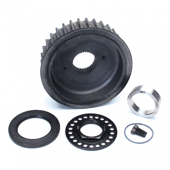 Jims 34 Teeth Transmission Pulley Kit Including Seals/Spacer/Mega-Nut For 1985-2006 Softail, FLT, 1985-2005 Dyna Models (5001K)