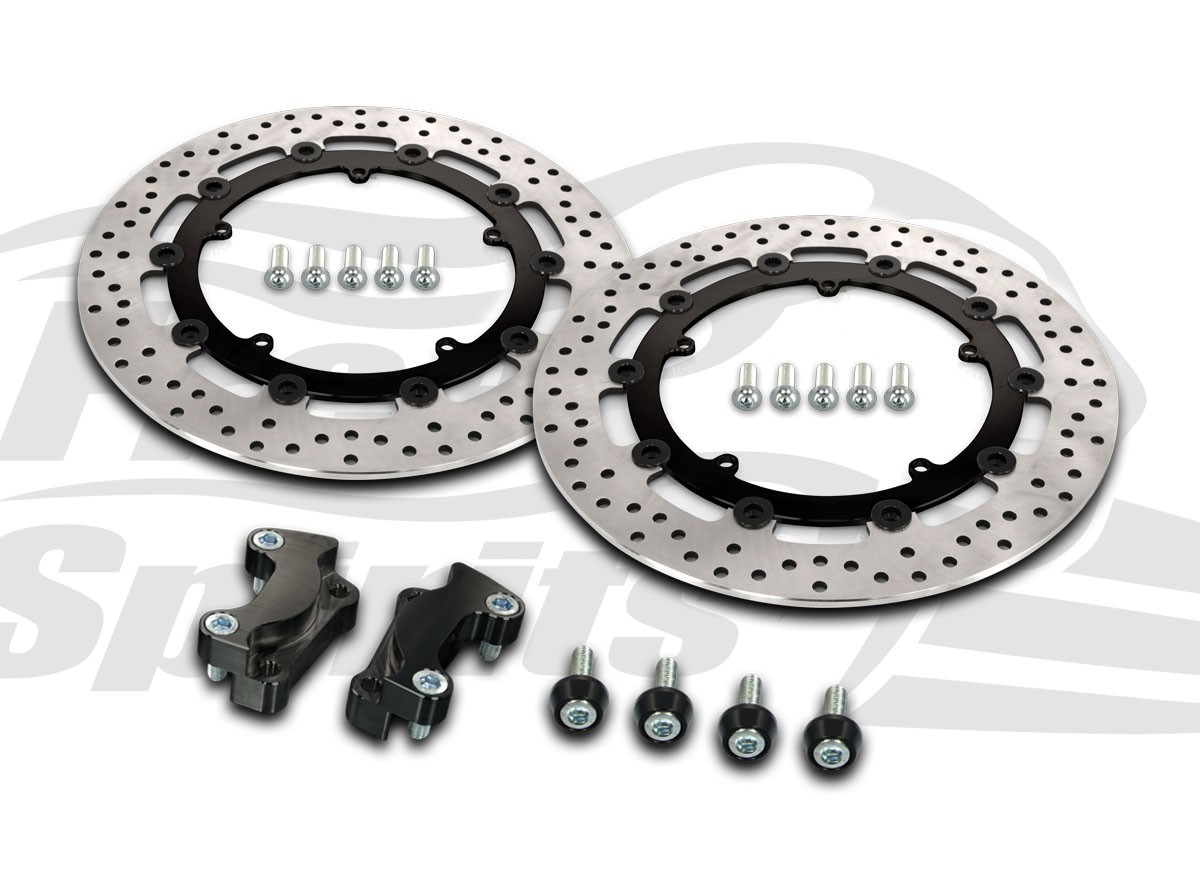 Free Spirits Black Brake Rotors Kit 320mm With Pads For Harley Davidson