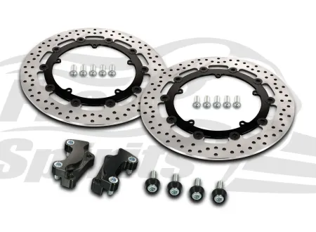 Free Spirits Black Brake Rotors Kit 320mm With Pads For Harley Davidson 2008-2009 Touring & 2006-2010 V-Rod Models (203712CK)