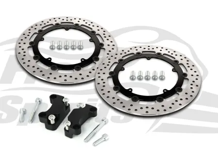 Free Spirits Black Brake Rotors Kit 320mm With Pads For Harley Davidson 2008-2017 Dyna Models With Dual Disc (Cast Wheels) (203716BK)