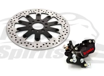Free Spirits Bolt-in Upgrade 4 Piston Caliper In Black & Rotor 300mm Braking Kit For Harley Davidson 2000-2022 Sportster, Dyna & Softail Models (203908KK)