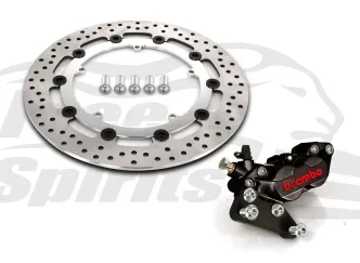 Free Spirits Bolt In Kit With 4 Piston Caliper In Black & Chrome Rotor 320mm For Harley Davidson 2006-2016 Dyna Models With Cast Wheels & Single Rotor (203917KC)