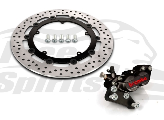 Free Spirits Bolt In Kit With 4 Piston Caliper In Black & Black Rotor 320mm For Harley Davidson 2006-2016 Dyna Models With Cast Wheels & Single Rotor (203917KK)