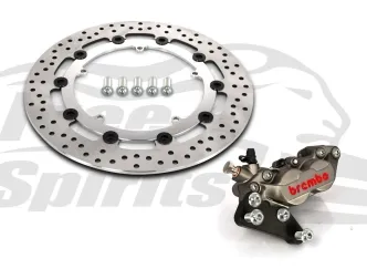 Free Spirits Bolt In Kit With 4 Piston Caliper In Titanium & Chrome Rotor 320mm For Harley Davidson 2006-2016 Dyna Models With Cast Wheels & Single Rotor (203917TC)