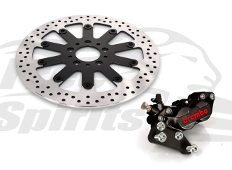 Free Spirits Complete Bolt-In Kit With 4 Piston Caliper In Black Finish & 320mm Rotor For Sportster & Dyna Models With 19 Inch Spoked Wheels (203918KK)