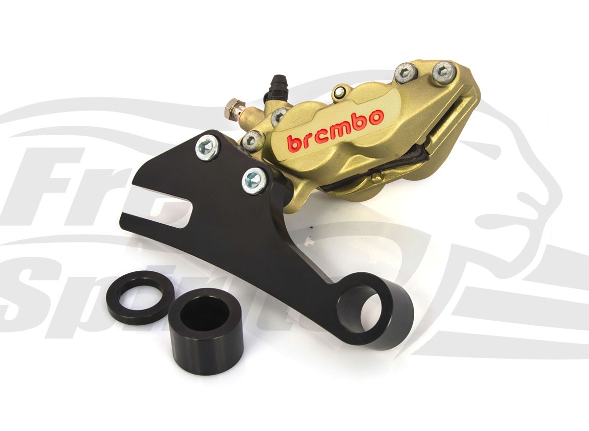 Free Spirits Rear 4 Piston Brake Caliper In Gold For Harley Davidson