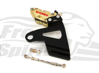 Free Spirits 4 Piston Caliper In Gold With Rear Bracket For Harley Davidson 2018-2023 Softail Models (205803)