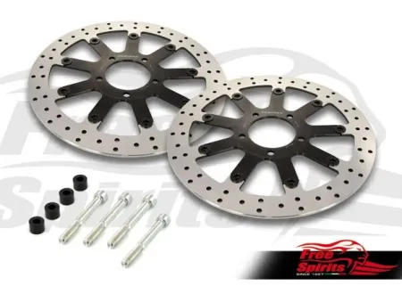 Free Spirits Upgrade Front Brake Rotors Kit 340mm & Pads For Triumph Thruxton R/RS/TFC & Bobber TFC Models (303829MK)