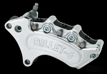 Harrison Billet Front Mini 6 Piston Caliper In Polished Or Black Finish For Harley Davidson 1984-1999 Softail, Touring & Dyna Models With 11.5 Inch Disc