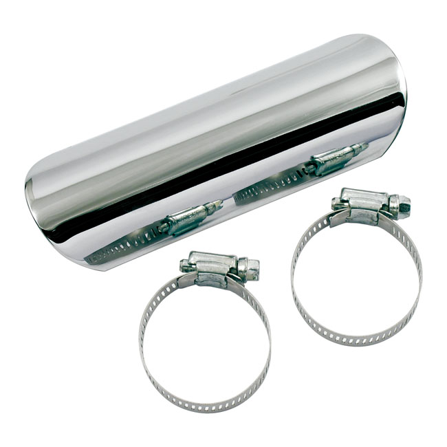 Paughco 16 Inch Long Straight Heat Shield in Chrome Finish For 13/4 Inch Exhaust Pipes