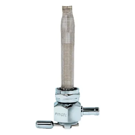 Pingel Power-Flo Hex Aluminium Right Outlet 1/4 Inch Threaded Petcock in Polished Finish For 5/16 Fuel Hose (4111-AH)