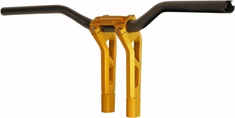 Performance Machine 1 1/4 Inch Phatbar & 9 Inch Riser Kit, Legacy Version, In Gold Ops For 1982-2024 Harley Davidson Including E-Throttle Models (0208-2186M-SMG)