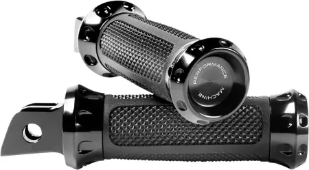 Performance Machine Overdrive Rider Footpegs In Black For Harley Davidson 2018-2023 M8 Softail Models (0035-1243M-B)