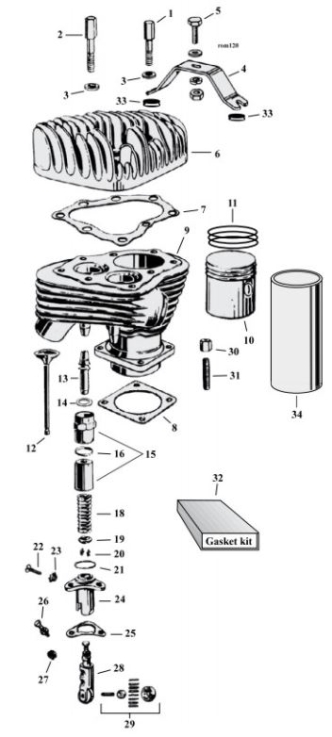 Motorcycle Top End Parts For 1929-1973 45 Flathead Models (000765)