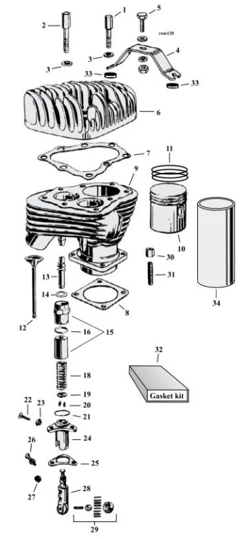 Motorcycle Top End Parts For 1929-1973 45 Flathead Models (000753)