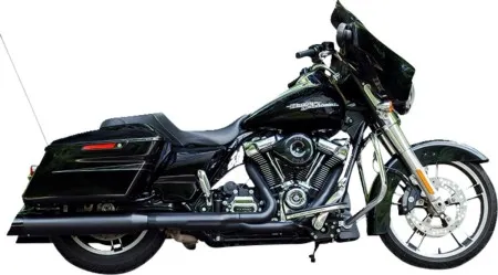 S&S Cycle MK45 Slip On Mufflers In Black With Black Cutlass End Caps For Harley Davidson 2017-2024 M8 Touring Models (550-1010)