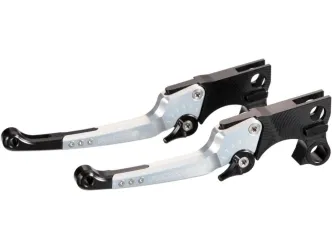 Ricks Motorsport Good Guys Adjustable Hand Control Lever Set In Black & Silver Anodized Finish For Harley Davidson 2016 Softail Slim S FLSS, 2016 Softail Fat Boy S FLSTFBS & 2016 Pro Street Breakout CVO FXSE Models (85-7020000-S)