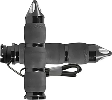 Avon Spike Heated Aircushion Black/Silver Anodised Grips For Indian 2015-2022 Scout Models (IN-S-AIR-90ASH)