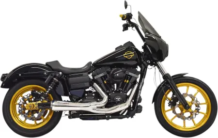 Bassani Ripper Road Rage 2 Into 1 Exhaust System In Chrome For Harley Davidson 2006-2017 Dyna Models (1D6C)
