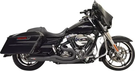 Bassani Road Rage II 2-Into-1 Mid Length Exhaust System in Black Finish For 2006-2016 FLHT/FLHR/FLHX/FLTRX Models (Except CVO) (1F62B)