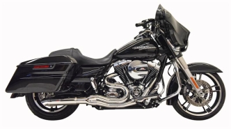 Bassani Mid-Length Road Rage II Hot Rod Turnout 2 Into 1 Exhaust System With Megaphone Muffler In Chrome For Harley Davidson 2007-2016 Touring Models (1F68C)