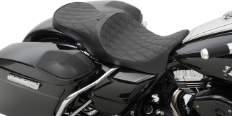 Drag Specialties Low Profile Touring Double Diamond Stitched Seat With EZ Glide II Backrest Option For Harley Davidson 2008-2023 Touring Models (0801-1008)