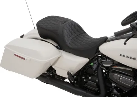 Drag Specialties Large Touring Double Diamond Stitched Seat That Accept Frame Mounted Backrests For Harley Davidson 2009-2024 Touring Models (0801-1111)