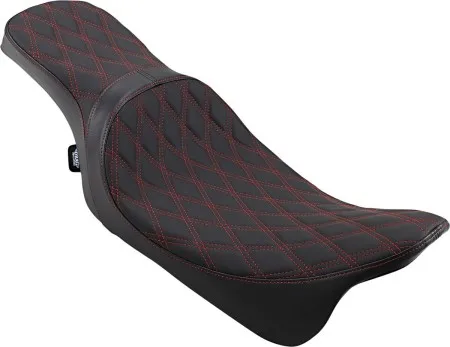 Drag Specialties Predator Double Diamond Red Stitched 2-Up Seat For Harley Davidson 2008-2024 Touring Models (0801-1272)