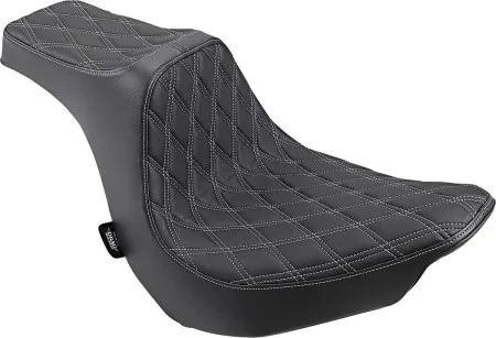 Drag Specialties Predator III Double Diamond Silver Stitched Seat For Harley Davidson 2018-2024 FLFB Fay Boy Models (0802-1189)