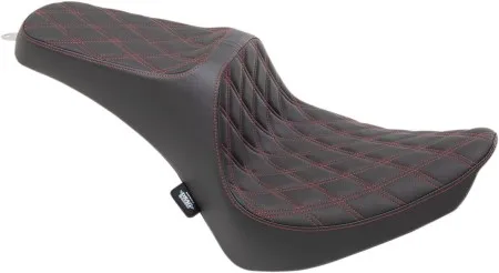 Drag Specialties Predator III Double Diamond Red Stitched Seat For Harley Davidson 2000-2017 Softail Models (0802-1361)