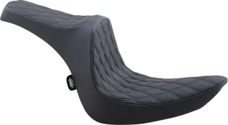 Drag Specialties Predator III Double Diamond Seat With Black Stitching For Harley Davidson 2006-2010 FXST, 2007-2017 FLSTF & 2008-2011 FLSTSB Models (0802-1438)