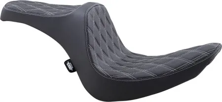 Drag Specialties Predator III Double Diamond Silver Stitched Seat For Harley Davidson 2006-2017 Softail Models (0802-1439)