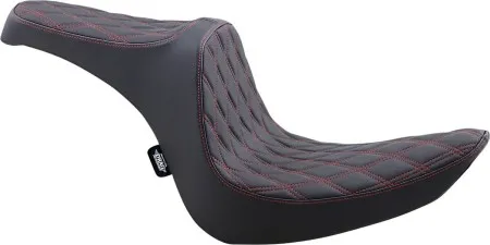 Drag Specialties Predator III Double Diamond Red Stitched Seat For Harley Davidson 2006-2017 Softail Models (0802-1440)