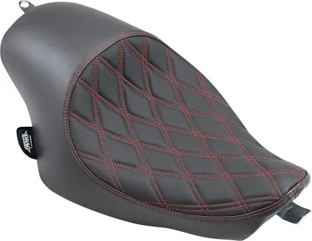 Drag Specialties 3/4 Double Diamond Red Stitched Solo Seat For Harley Davidson 2004-2022 Sportster Models (0804-0746)