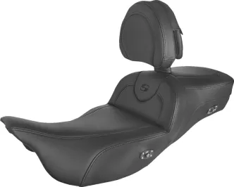 Saddlemen Heated Roadsofa Extended Reach Seat With Drivers Backrest For Harley Davidson 2008-2022 Touring FLHR, FLHT, FLHX & FLTR Models (808-07B-188BRHC)