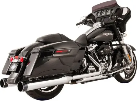 S&S Cycle El Dorado 2 Into 2 Exhaust System In Chrome With Black Thruster End Caps For Harley Davidson 2017-2023 M8 Touring Models (550-0699C)