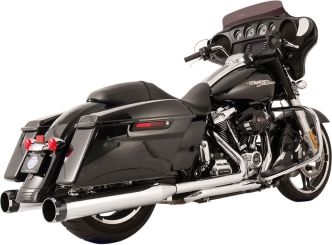 S&S Cycle El Dorado 2 Into 2 Exhaust System In Chrome With Black Thruster End Caps For Harley Davidson 2017-2023 M8 Touring Models (550-0699C)