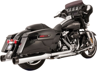 S&S Cycle El Dorado 2 Into 2 Exhaust System In Chrome With Black Highlighted Machined Tracer End Caps For Harley Davidson 2017-2023 M8 Touring Models (550-0701C)