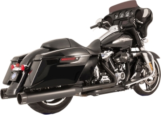 S&S Cycle El Dorado 2 Into 2 Exhaust System In Black With Black Highlighted Machined Tracer End Caps For Harley Davidson 2017-2023 M8 Touring Models (550-0702C)