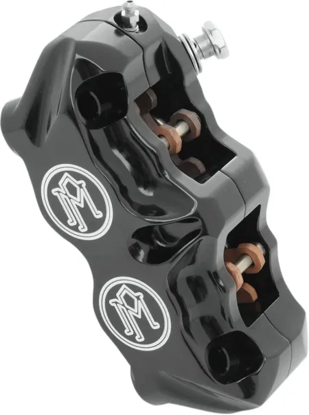 Performance Machine Front Left 4 Piston Radial Mount Caliper In Black Contrast Cut For 11.5/11.8 Inch Or 13 Inch Brake Rotors (Caliper Only) (Bracket Sold Separately) (0052-2405-CH) (0052-2405-BM)