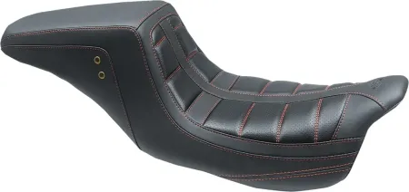 Mustang Squareback One-Piece Tuck & Roll Seat With American Beauty Red Stitching For Harley Davidson 2008-2023 Touring Models (75239AB)