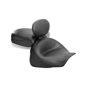 Mustang 2-Piece Wide Touring 2-Up Vintage Smooth Seat In Black With Drivers Backrest For Kawasaki 2003-2008 Vulcan 1600 Classic & 2005-2008 Vulcan 1600 Nomad Models (79351)