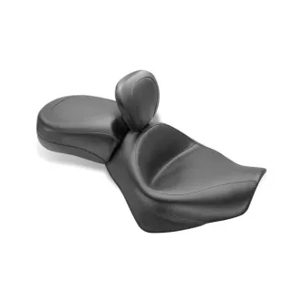 Mustang 2-Piece Vintage Wide Touring Plain 2-Up Seat With Driver Backrest in Black For 2005-2020 Honda VT750 Aero Models (79391)
