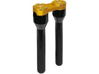 Heinz Bikes 12 Inch Clubstyle Straight Risers In Black With Gold Top Clamp For 1 Inch Handlebars (HB-RS1-12-BG)